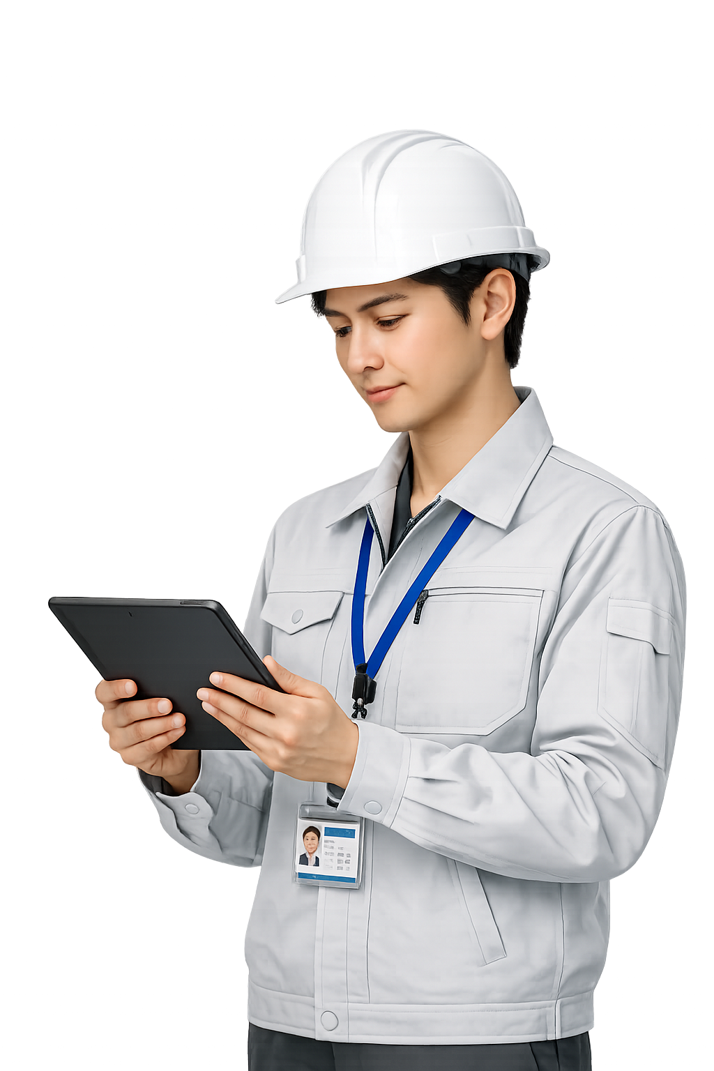 タブレットで調査記録を入力する調査員